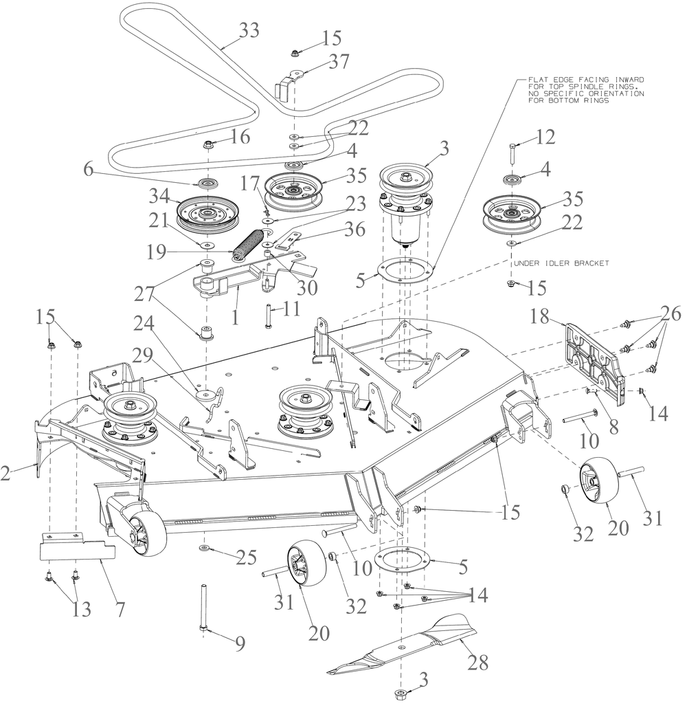 Deck Diagram and Parts List for ZTXS4-54KH (47RSCAB7A10)(2023) Cub Cadet Lawn Tractor